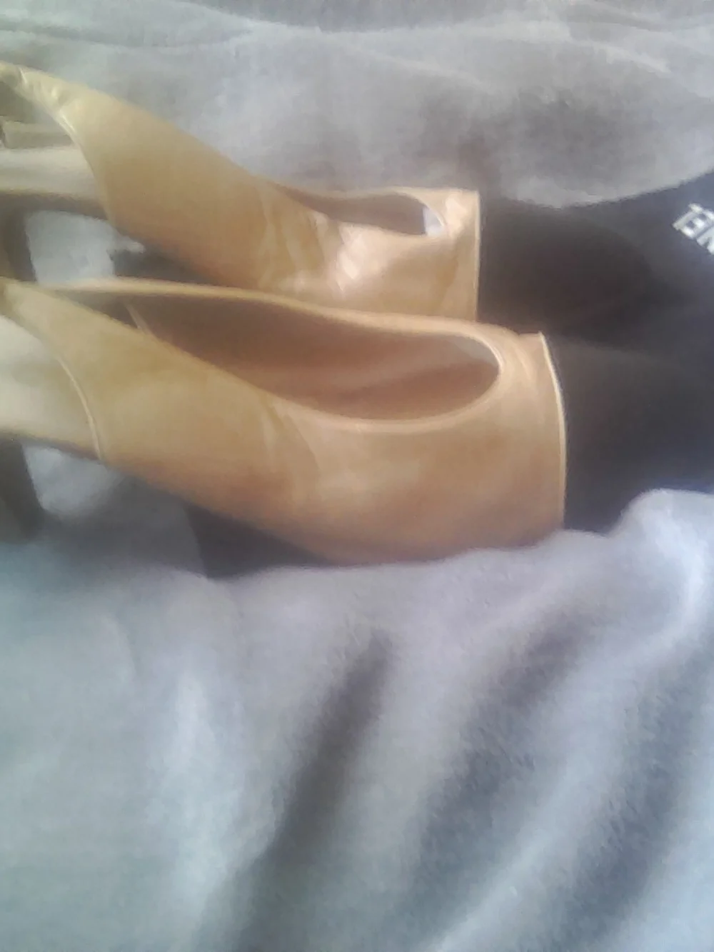 Authentic Chanel Tan & Navy Leather Slingback Heels  Best Reasonable Offers
